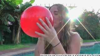 Samantha pops balloons fetish