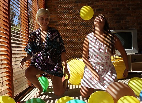 Lana and Magda on inflatable
