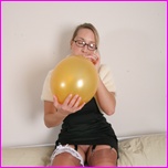 Sabrina in stockings with balloons